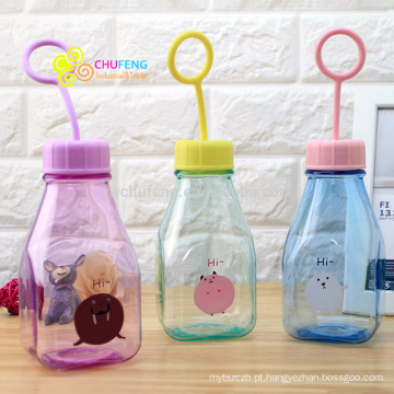 Cartoon transparente transparente de copo de plástico infantil garrafa de leite com hand-held